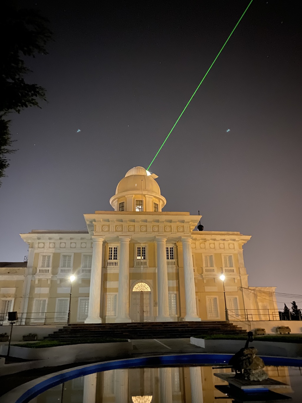 The laser at the ROA used for precise distance measurements to satellites in low Earth orbit (LEO)